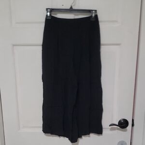 New Zara Textured Straight Leg Black Wide-Leg Pants Limited Edition Petite